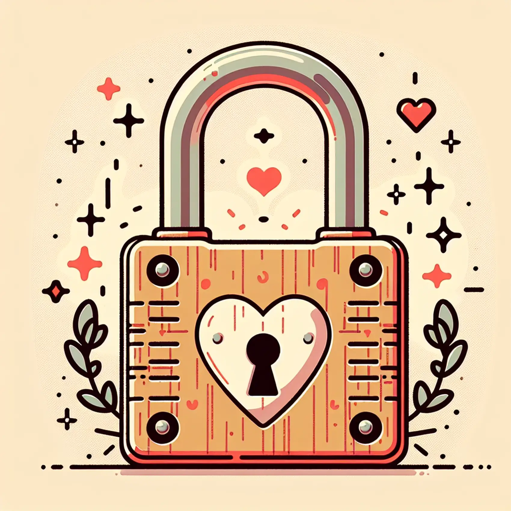 Heart-shaped lock with sparkle, representing security and privacy.